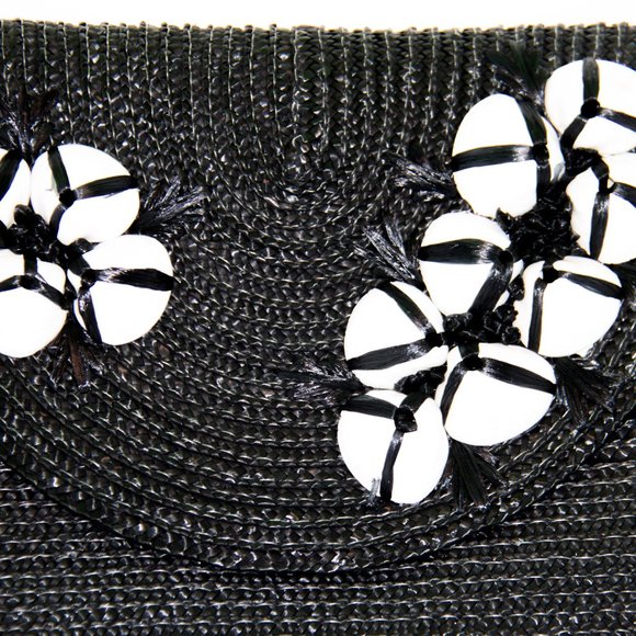 DELIX REY Black Straw Sea Shell Clutch RARE !! - Picture 3 of 5